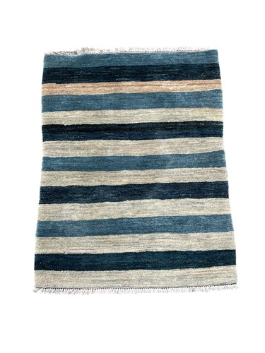 Lot 795 - Striped rug, in slate and navy blues, with cut...