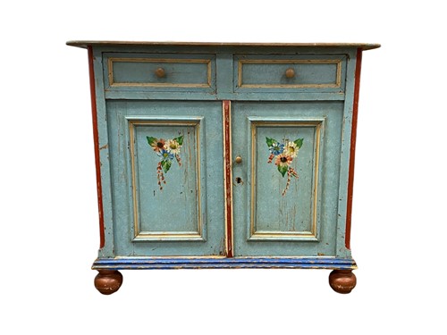 Lot 426A - A painted pine cabinet decorated with hand...
