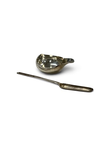 Lot 275 - A silver pap boat and a marrow scoop, the pap...