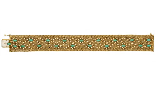 Lot 105 - A turquoise mesh style wide bracelet