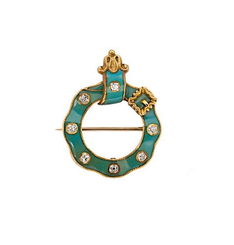 Lot 92 - A Victorian diamond and enamel buckle brooch