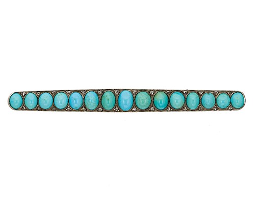 Lot 90 - An Edwardian turquoise and diamond brooch