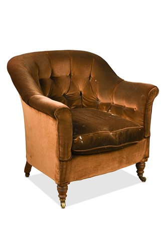 Lot 680 - A late Victorian mahogany button-back tub armchair, by Howard & Sons