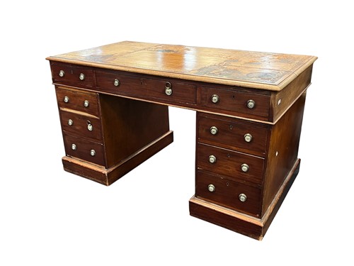 Lot 622 - A Victorian mahogany twin pedestal desk, with...
