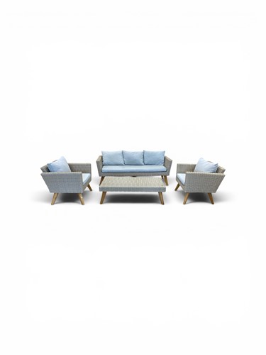 Lot 435 - A grey painted rattan garden seating set...