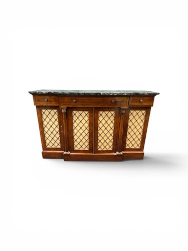 Lot 390 - A low marble topped, faux rosewood...