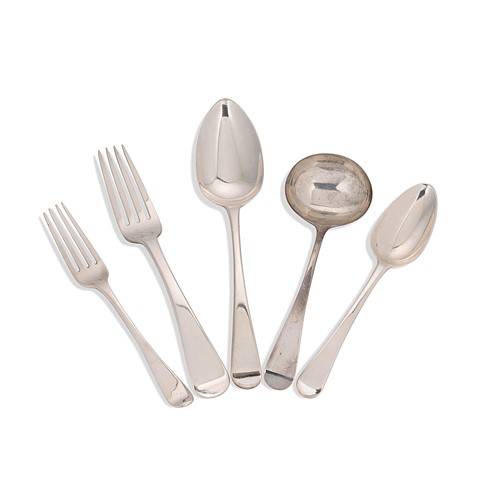 Lot 340 - An early 19th century Old English pattern composite flatware service
