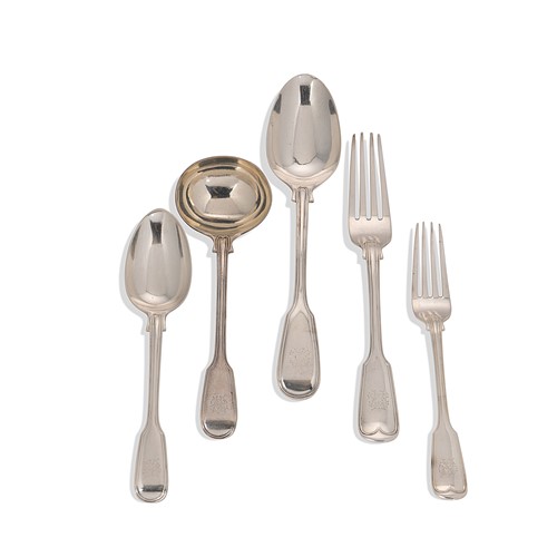Lot 351 - A Victorian Fiddle & Thread pattern flatware service