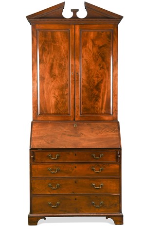 Lot 449 - A George III mahogany bureau bookcase