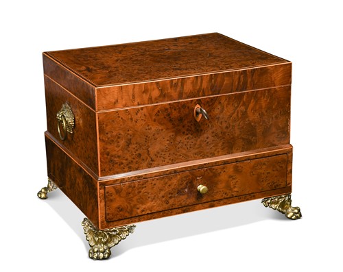 Lot 660 - A Regency burr yew and satinwood strung jewellery box or casket