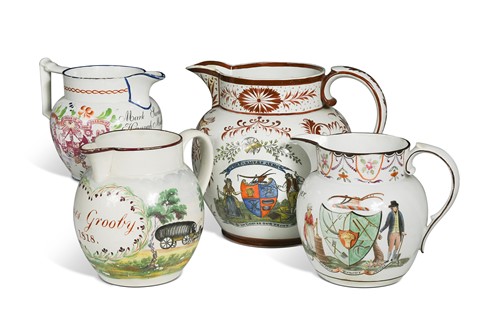Lot 370 - A group of four pottery jugs, 19th century