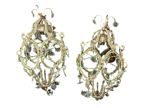Lot 562 - A pair of Italian glass chandeliers 50cm high (2)