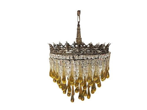 Lot 603 - A cut glass chandelier, 20th century, with...