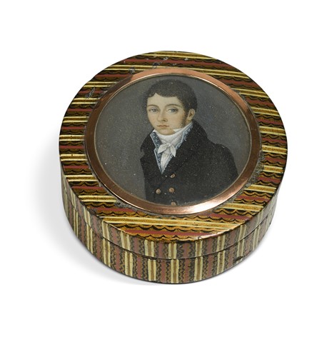 Lot 449 - A Regency lacquered box with striped decoration