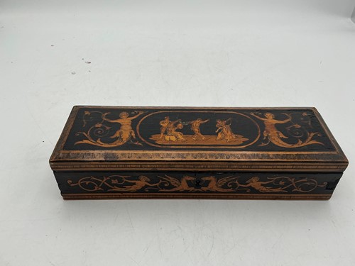 Lot 75 - An 18th century inlaid desk top box, the lid...