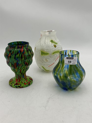 Lot 59 - A group of three Art glass vases, the tallest...