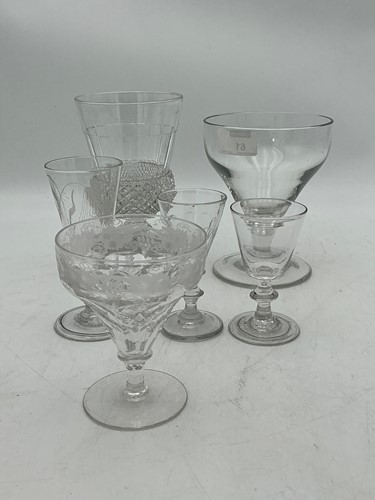 Lot 61 - Glass stemware to include 19th century rummers,...