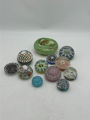 Lot 136 - A collection of decorative paperweights, two...