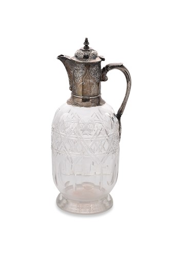 Lot 356 - Charles Edwards - A Victorian silver-mounted cut-glass claret jug