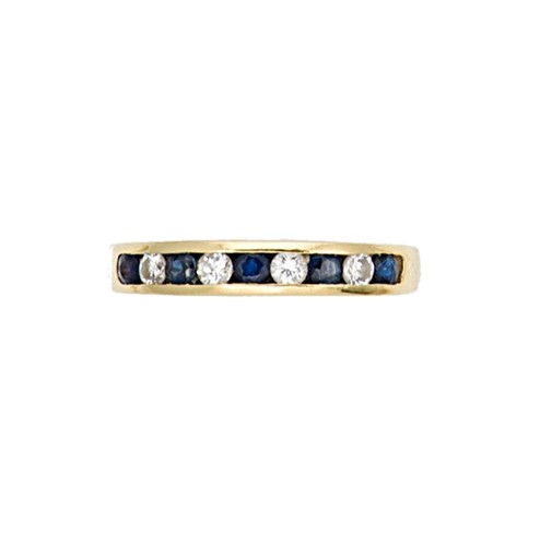 Lot 167 - An 18ct gold sapphire and diamond half hoop style ring