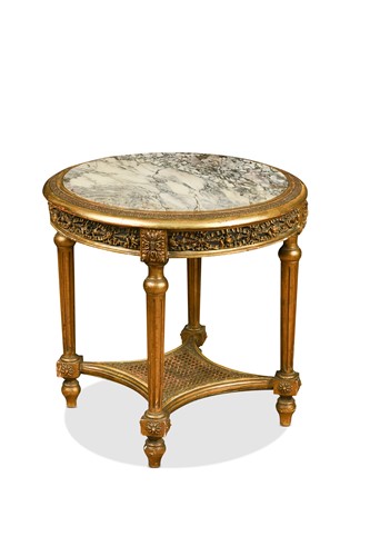 Lot 491 - A Louis XVI style gilt framed circular occasional table, early 20th century
