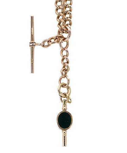 Lot 231 - A watch chain with a hardstone key fob