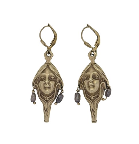 Lot 45 - A pair of baroque pearl ear pendants, each...