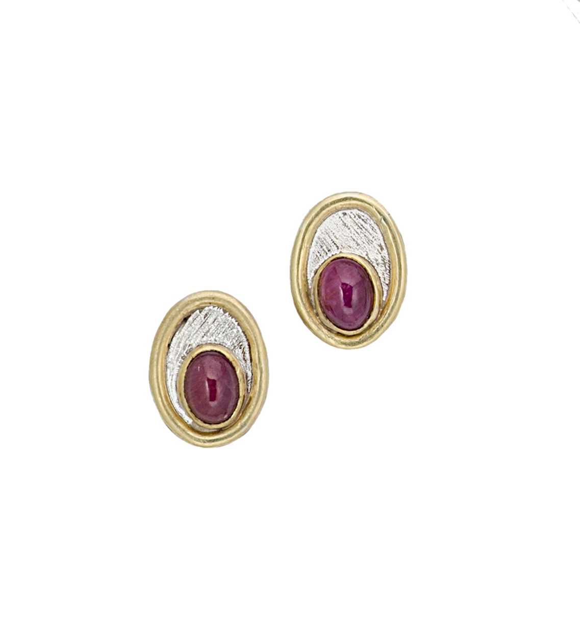 Lot 3 - Patricia Hamilton - A pair of cabochon ruby ear studs