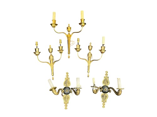 Lot 781 - A pair of decorative Regency style twin arm...