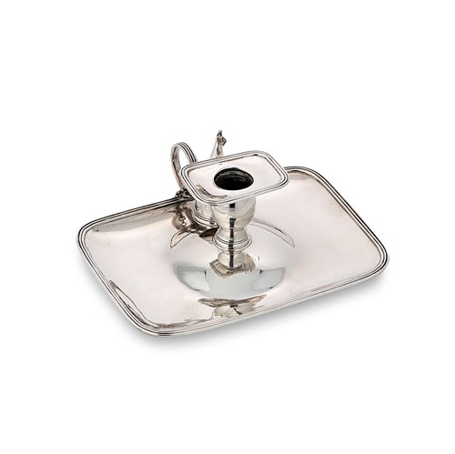 Lot 331 - A George III silver rectangular chamber stick with conical snuffer