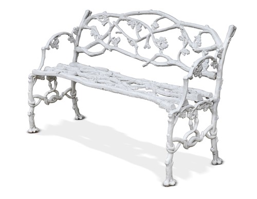 Lot 730 - A Coalbrookdale style white painted cast iron garden bench, early 20th century
