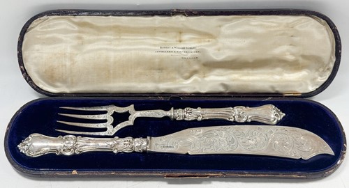 Lot 311 - A Victorian engraved silver serving knife and...