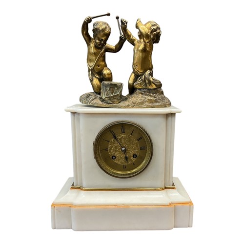 Lot 185 - A mantel clock, 19th century, twin train...