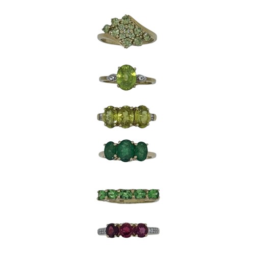 Lot 86 - A group of six 9ct gold Gemporia and Rocks &...
