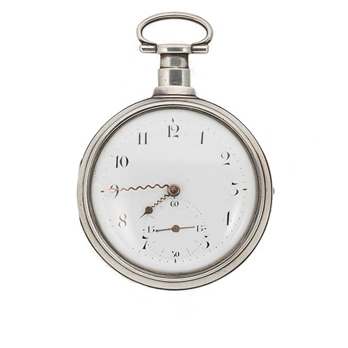 Lot 230 - A George III silver pair cased verge fusee pocket watch
