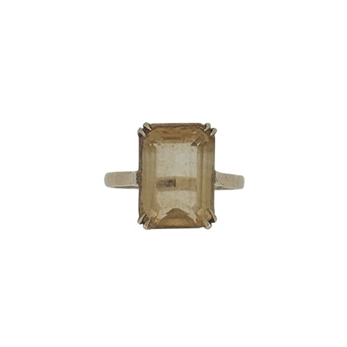 Lot 89 - A 9ct gold citrine cocktail style ring, claw...
