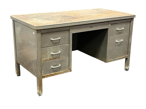 Lot 675 - An Art Metal grey painted tanker desk, 20th...