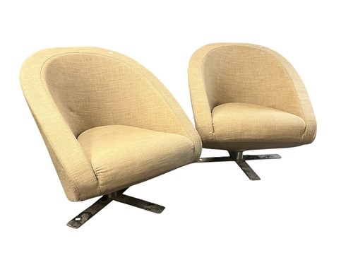 Lot 683 - A pair of dwell swivel tub chairs, modern,...