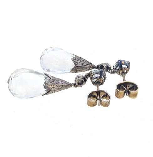 Lot 8 - A pair of cased early 20th century aquamarine ear pendants