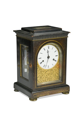Lot 405 - A William IV ebonised mantel clock by Arnold & Dent, Strand, London