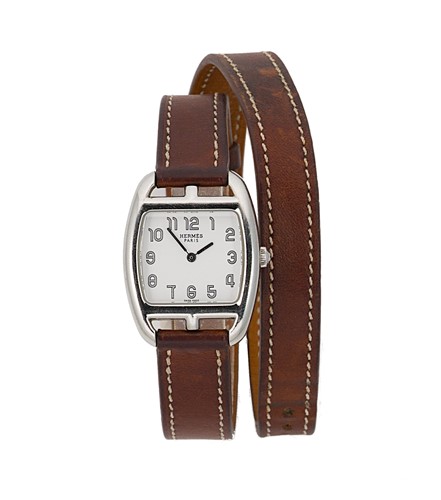 Lot 258 - Hermes Paris - A Cape Cod stainless stell tonneau wristwatch