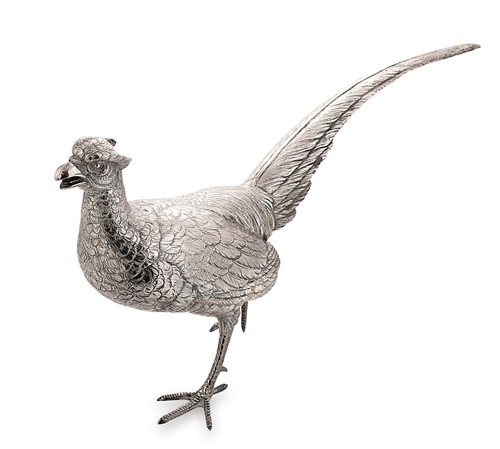 Lot 453 - A silver model of a pheasant