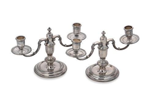 Lot 432 - A pair of Elizabeth II silver candelabra