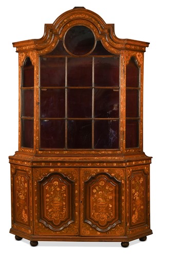 Lot 403 - A Dutch walnut and marquetry display cabinet, 18th century