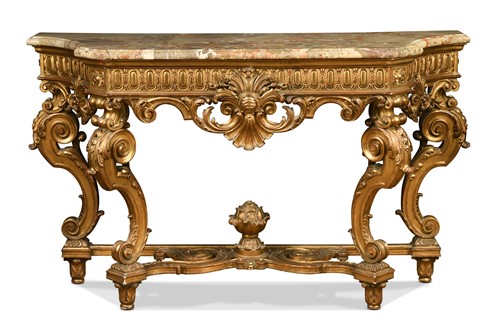 Lot 510 - A giltwood console table in the Baroque style, 19th century