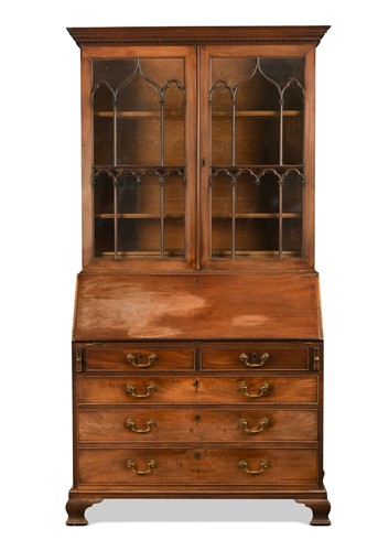 Lot 621 - A late Georgian mahogany bureau bookcase
