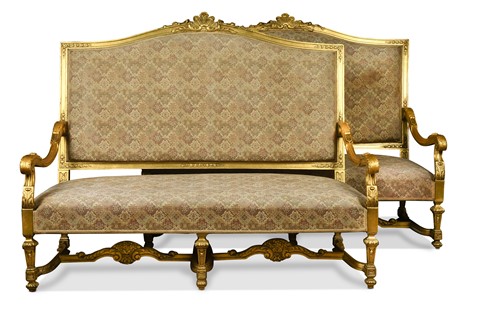 Lot 500 - A pair of French Louis XIV style sofas, 19th century