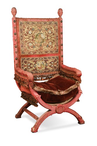 Lot 514 - A Florentine cross frame armchair, 18th century
