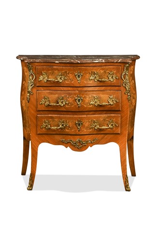 Lot 507 - A Louis XV style marquetry commode chest, 19th century