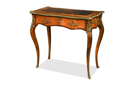 Lot 490 - A French rosewood and tulipwood writing table, 19th century